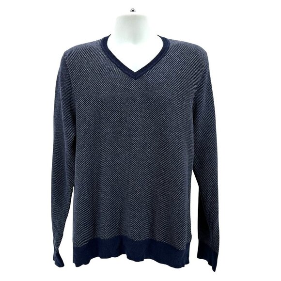 NWT Marc Anthony Luxury Blend Slim Fit Diagonal Stripe Blue Sweater Mens XXL - Picture 1 of 7